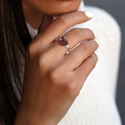 Heart Stone in a Double Gallery Setting Ring