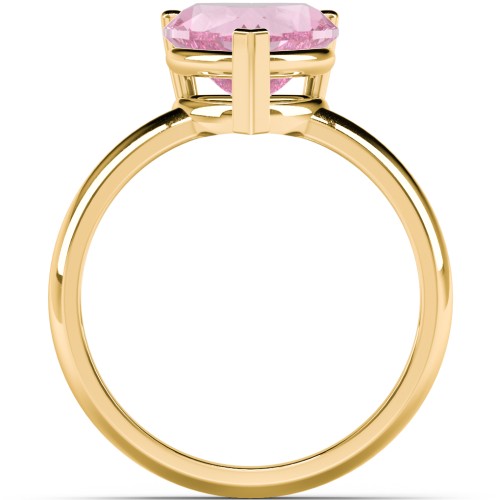Heart Stone in a Double Gallery Setting Ring – 14K Yellow Gold with Fancy Pink Premium Zirconia