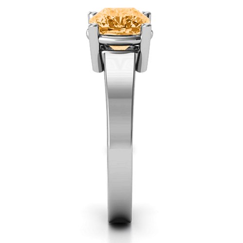 Cushion Cut Solitaire Ring – Sterling Silver with Citrine