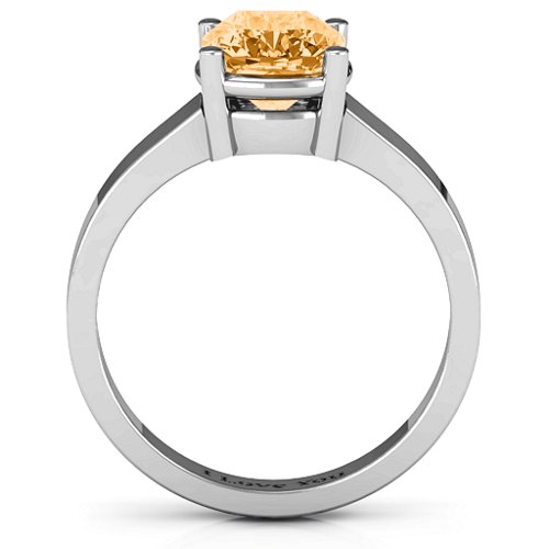 Cushion Cut Solitaire Ring – Sterling Silver with Citrine