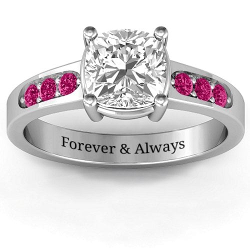 Cushion Cut Solitaire with Accents Ring