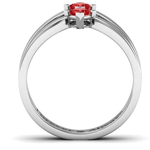 Peaks and Valleys Geometric Ring With Princess Stones