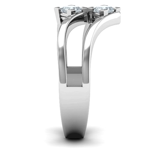 Peaks and Valleys Geometric Ring With Princess Stones – Sterling Silver with Cubic Zirconia