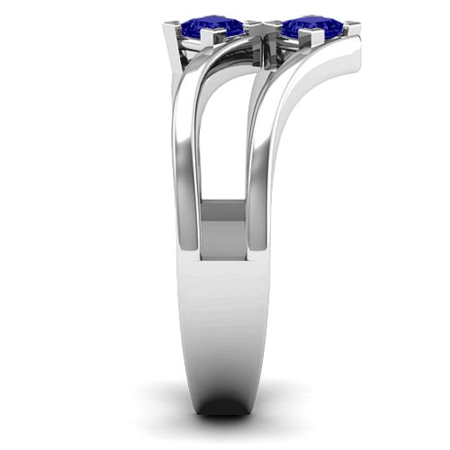 Peaks and Valleys Geometric Ring With Princess Stones – Sterling Silver with Blue Sapphire