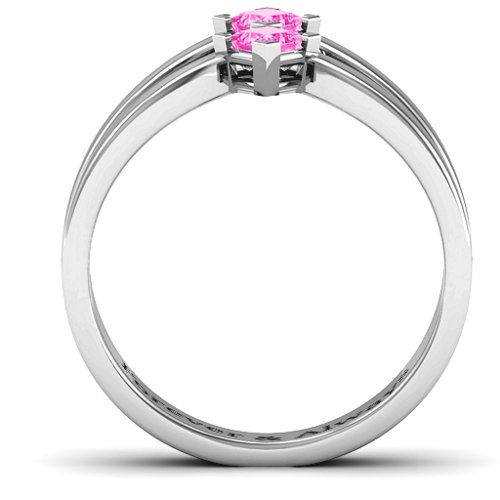 Peaks and Valleys Geometric Ring With Princess Stones – Sterling Silver with Pink Tourmaline