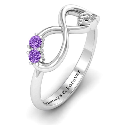 Double the Love Infinity Ring – Sterling Silver with Amethyst