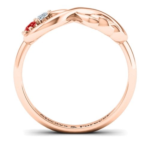 Double the Love Infinity Ring – 10K Rose Gold with Garnet and Cubic Zirconia