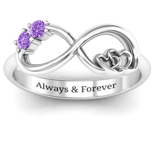 Double the Love Infinity Ring – Sterling Silver with Amethyst
