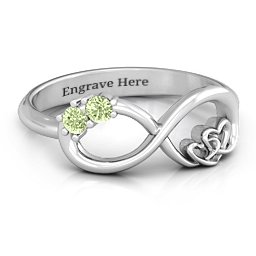 Double the Love Infinity Ring in 925 Sterling Silver with Peridot