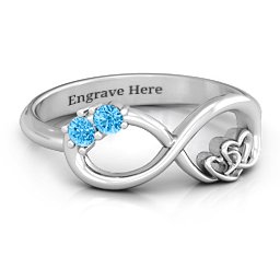 Double the Love Infinity Ring in 925 Sterling Silver with Blue Topaz