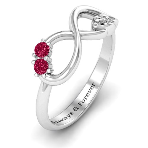 Double the Love Infinity Ring – Sterling Silver with Ruby