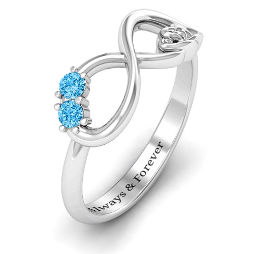 Double the Love Infinity Ring – Sterling Silver with Blue Topaz
