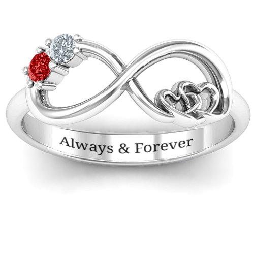 Double the Love Infinity Ring – Sterling Silver with Garnet and Cubic Zirconia