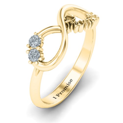 Two Stone Promise Infinity Ring – 10K Yellow Gold with Cubic Zirconia