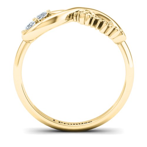 Two Stone Promise Infinity Ring – 10K Yellow Gold with Cubic Zirconia