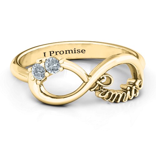 Two Stone Promise Infinity Ring – 10K Yellow Gold with Cubic Zirconia