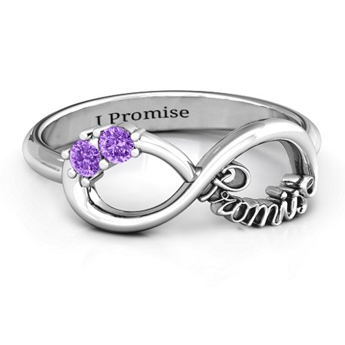 Two Stone Promise Infinity Ring – Sterling Silver with Amethyst