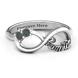 Two Stone Promise Infinity Ring in 925 Sterling Silver with Alexandrite