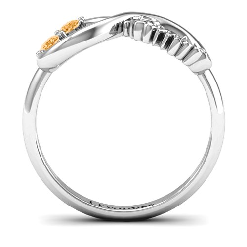 Two Stone Promise Infinity Ring – Sterling Silver with Citrine