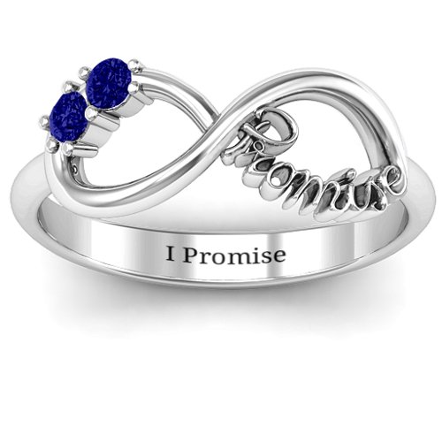 Two Stone Promise Infinity Ring – Sterling Silver with Blue Sapphire