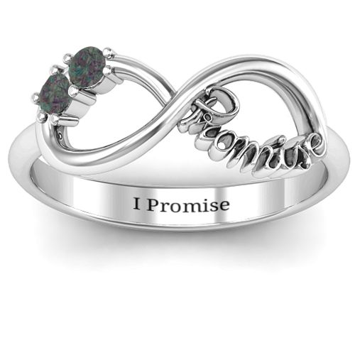 Two Stone Promise Infinity Ring – Sterling Silver with Alexandrite