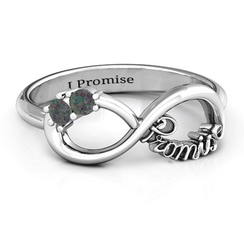 Two Stone Promise Infinity Ring – Sterling Silver with Alexandrite