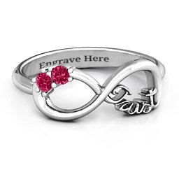 Trust Infinity Ring in 925 Sterling Silver with Ruby