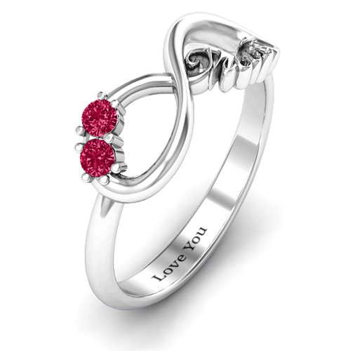 Trust Infinity Ring – Sterling Silver with Ruby