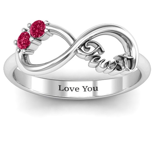 Trust Infinity Ring – Sterling Silver with Ruby