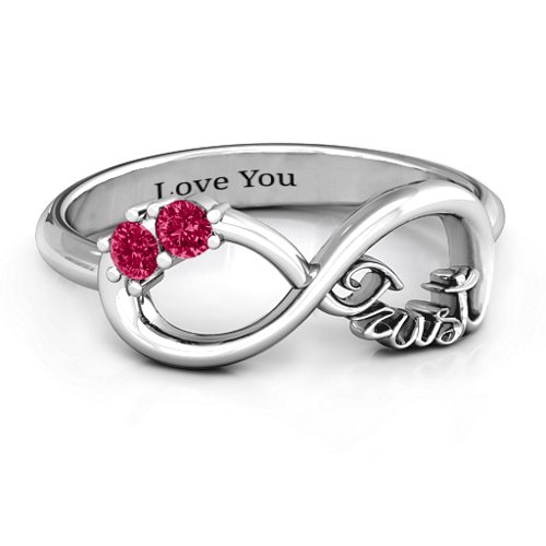 Trust Infinity Ring – Sterling Silver with Ruby