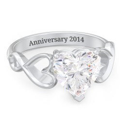 Heart Shaped Stone with Interwoven Heart Infinity Band Ring