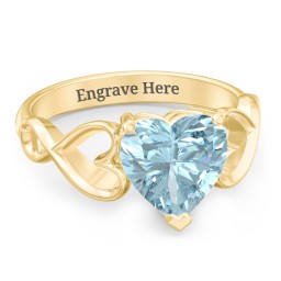 Heart Shaped Stone with Interwoven Heart Infinity Band Ring