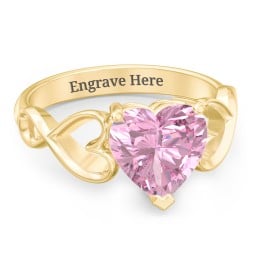 Heart Shaped Stone with Interwoven Heart Infinity Band Ring