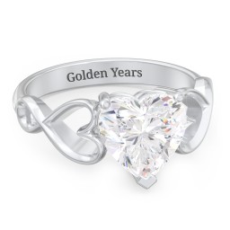 Heart Shaped Stone with Interwoven Heart Infinity Band Ring