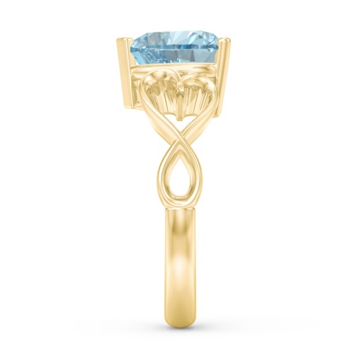 Heart Shaped Stone with Interwoven Heart Infinity Band Ring – 18K Gold Plated Silver with Fancy Blue Premium Zirconia