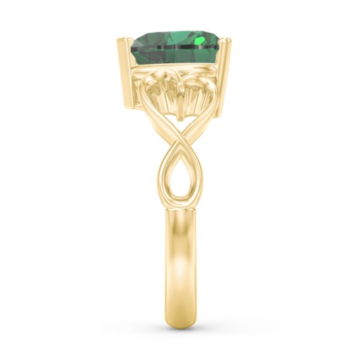 Heart Shaped Stone with Interwoven Heart Infinity Band Ring – 18K Gold Plated Silver with Green Premium Zirconia