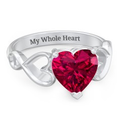 Heart Shaped Stone with Interwoven Heart Infinity Band Ring – Sterling Silver with White Premium Zirconia