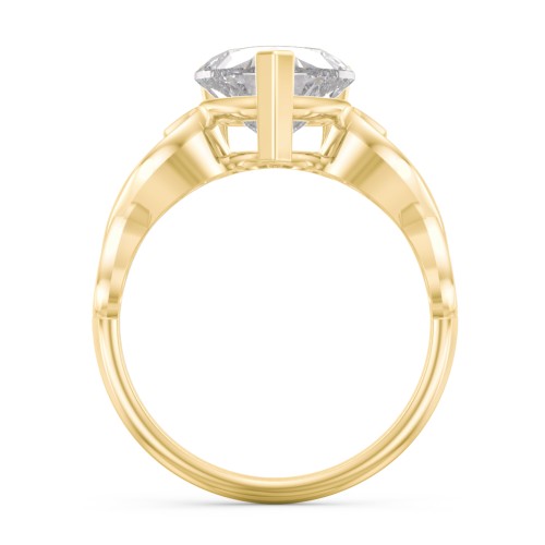 Heart Shaped Stone with Interwoven Heart Infinity Band Ring – 10K Yellow Gold with White Premium Zirconia