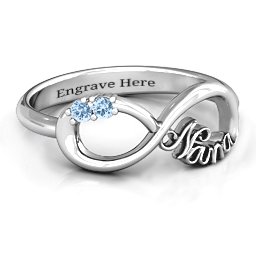 2-10 Stone Nana Infinity Ring in 925 Sterling Silver with Aquamarine, Cubic Zirconia, Amethyst, Pink Tourmaline, and Blue Sapphire