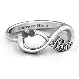 2-10 Stone Nana Infinity Ring in 925 Sterling Silver with Alexandrite, Cubic Zirconia, Amethyst, Pink Tourmaline, Blue Sapphire, and Aquamarine