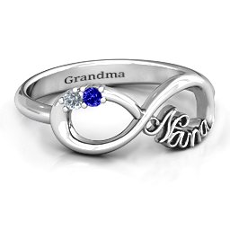 2-10 Stone Nana Infinity Ring in 925 Sterling Silver with Blue Sapphire, Cubic Zirconia, Amethyst, Pink Tourmaline, and Aquamarine