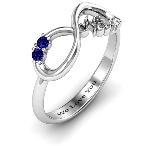 2-10 Stone Nana Infinity Ring – Sterling Silver with Blue Sapphire
