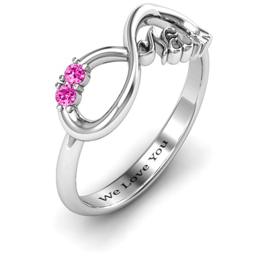 2-10 Stone Nana Infinity Ring – Sterling Silver with Pink Tourmaline