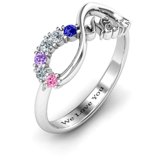 2-10 Stone Nana Infinity Ring – Sterling Silver with Blue Sapphire, Cubic Zirconia, Amethyst, and Pink Tourmaline