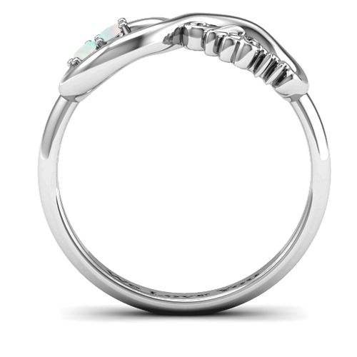 2-10 Stone Nana Infinity Ring – Sterling Silver with Opal