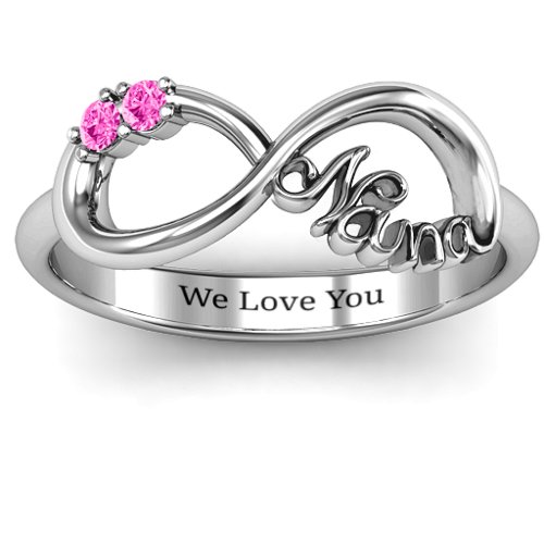 2-10 Stone Nana Infinity Ring – Sterling Silver with Pink Tourmaline