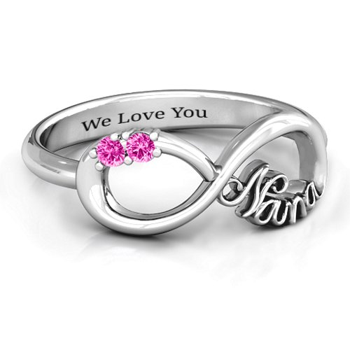 2-10 Stone Nana Infinity Ring – Sterling Silver with Pink Tourmaline