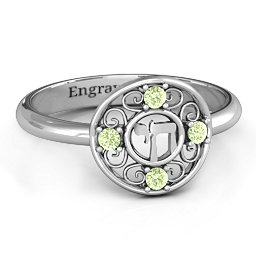 Chai Filigree Ring in 925 Sterling Silver with Peridot