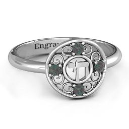 Chai Filigree Ring in 925 Sterling Silver with Alexandrite
