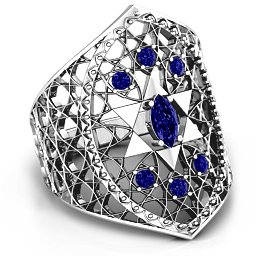 Star of David Lattice Ring in 925 Sterling Silver with Blue Sapphire